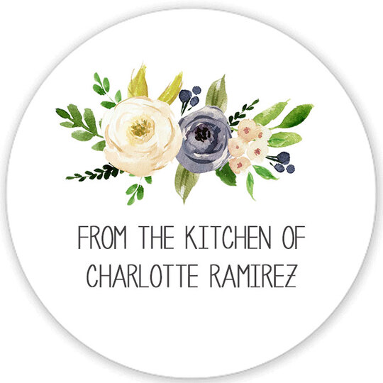 Gray and Ivory Roses Kitchen Round Stickers